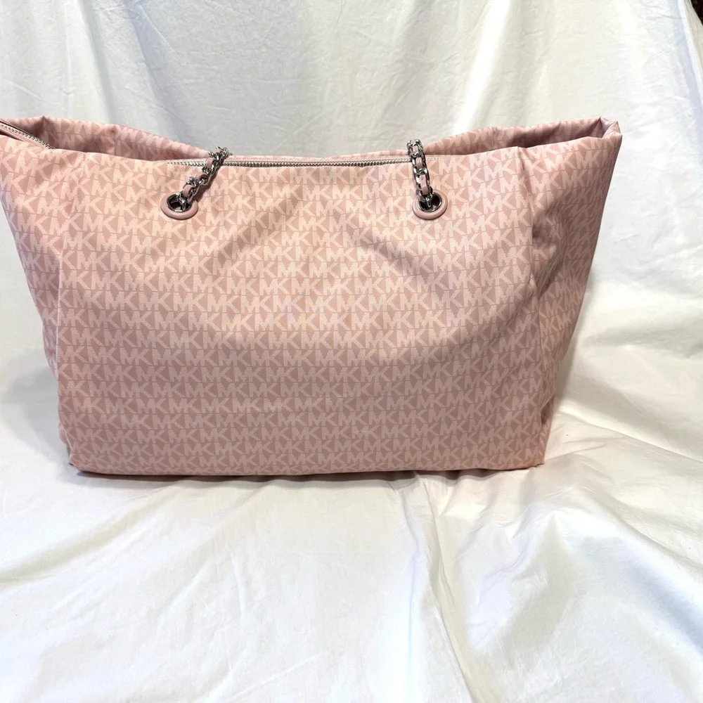 Michael Kors Georgia Large Top Zip Tote Bag Signature Print Canvas Smokey Pink - Picture 5 of 15